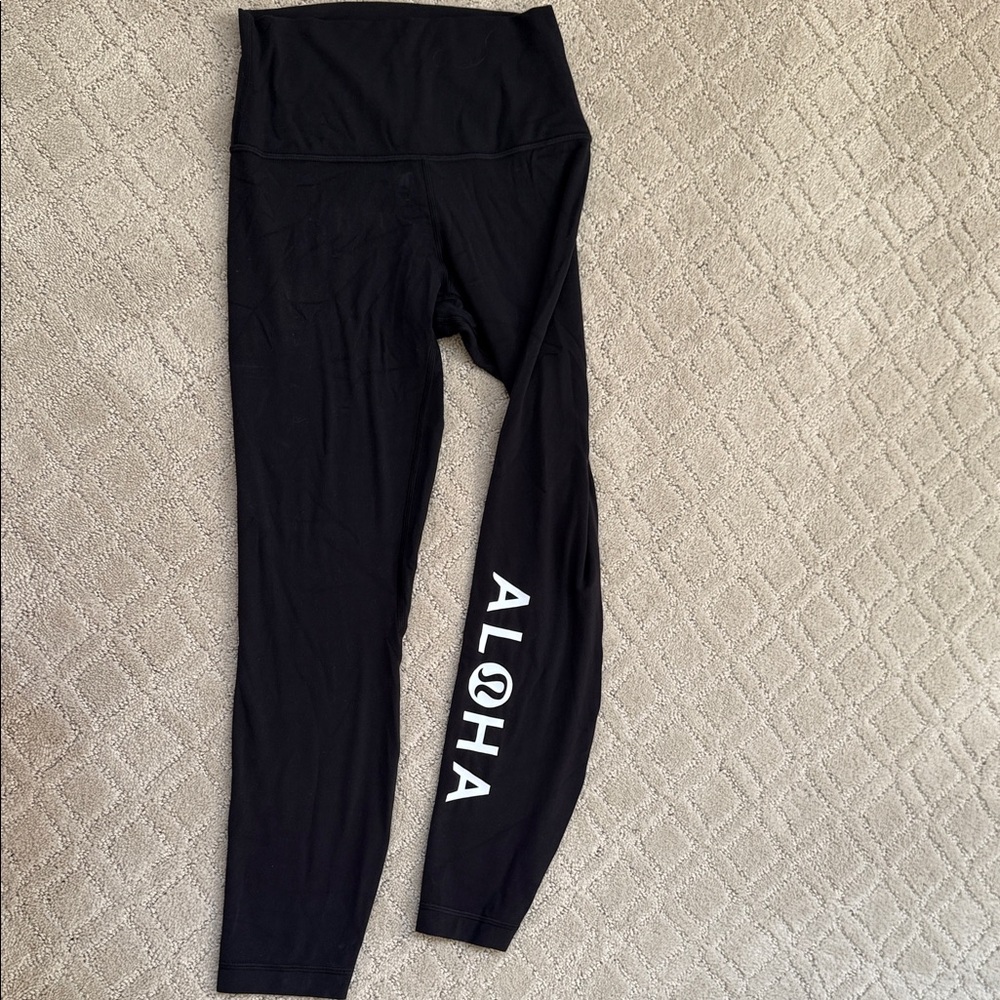 lululemon athletica Black Leggings with White Logo